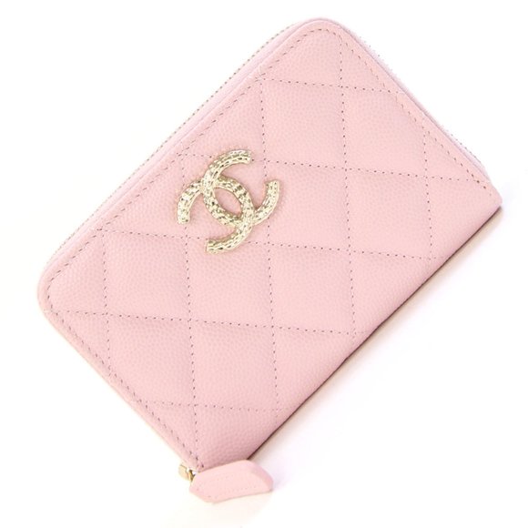 CHANEL Pink Caviar Leather Logo Wallet - Picture 1 of 7